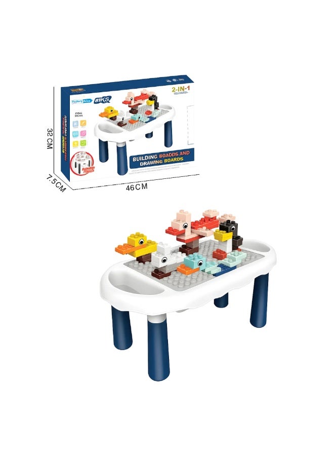 Factory Price طاولة نشاط للأطفال 2 في 1 بسعر المصنع مع 47 قطعة بناء ولوحة رسم - Image 5