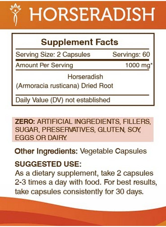 Horseradish 120 Capsules 1000 Mg Horseradish (Armoracia Rusticana) Dried Root (120 Capsules)