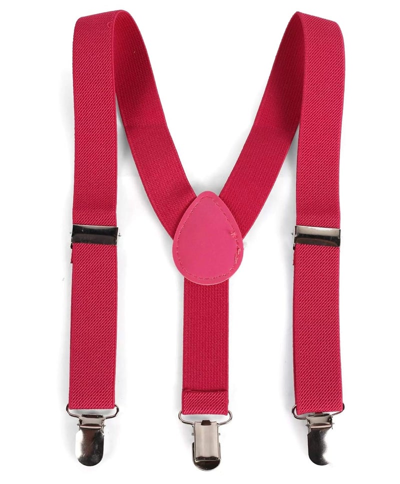 magicX Suspender with Pre-Tied Bow Tie for Kids- Adjustable,Y Back, Free Size-Red, Unisex - Image 2