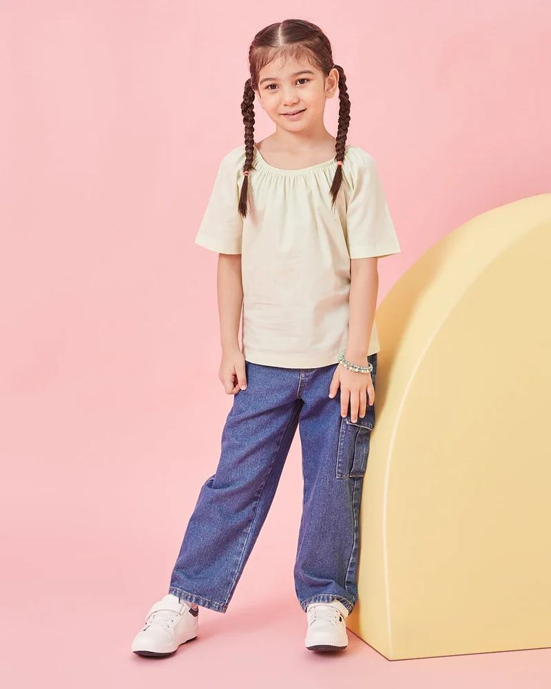 ردتاغ Girls Yellow Embellished Blouse