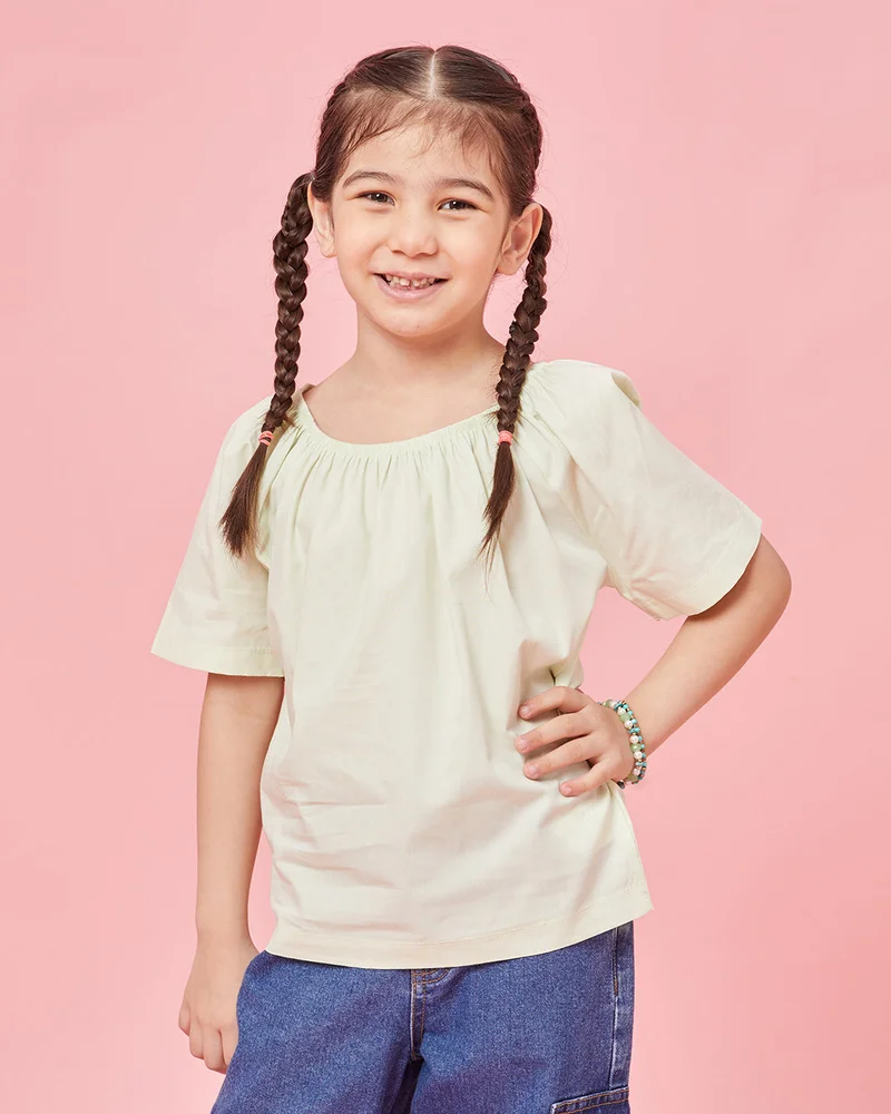 ردتاغ Girls Yellow Embellished Blouse