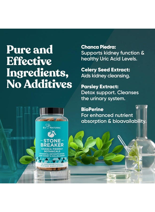 Eu Natural Chanca Piedra Stone Breaker – Natural Dissolver, Kidney Cleanse & Gallbladder Supplement – Detoxify Urinary Tract, Flush Impurities, Clear System – 120 Vegan Soft Capsules  - Image 4