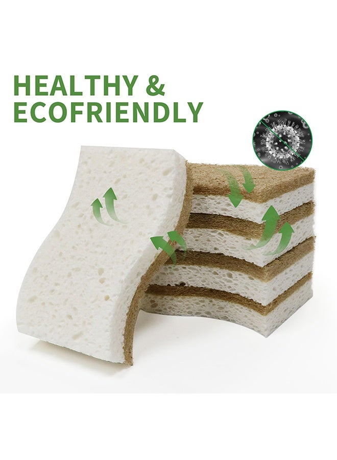 الوجبة عبوة من 9 قطع إسفنجية للمطبخ، إسفنجة مطبخ طبيعية قابلة للتحلل الحيوي، إسفنجة تنظيف من السليلوز وجوز الهند والجوز قابلة للتحلل الحيوي، إسفنجات صديقة للبيئة ومستدامة للأطباق المنزلية وأدوات الطبخ والحمام - Image 3