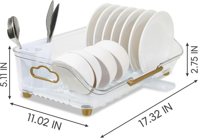 MosQuick® Acrylic Dish Drying Rack Vessels Stand for Kitchen Bartan Stand in Kitchen Large Kitchen Vessel Drainer Basket with Spoon Holder Basket for Utensils After Wash Dish Rack for Kitchen Sink - Image 2