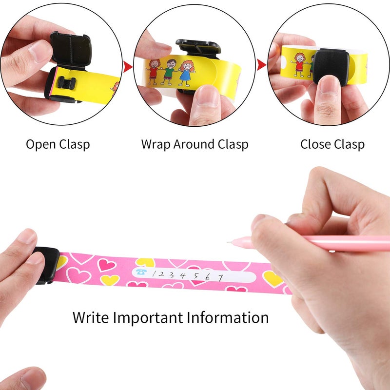 Chinco 14 Pieces Kids Safety ID Bracelets Child Identification Wristband Reusable Name Tag Bracelet Waterproof ID Band Children Wristband for Boys and Girls - Image 3