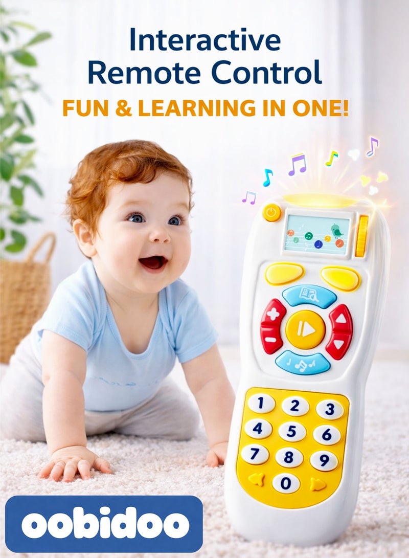 Oobidoo Interactive Baby Remote Control Toy with Music and Light Educational Learning Toy for Infants Toddlers Kids 6 Months Plus Realistic TV Remote Design Number and Color Learning Sensory Development Toy with Sound Effects Easy Grip Buttons Battery Operated - Image 1