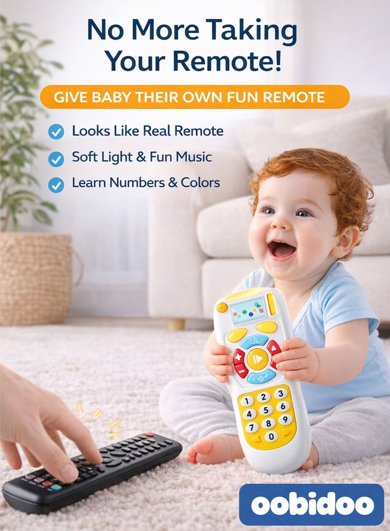 Oobidoo Interactive Baby Remote Control Toy with Music and Light Educational Learning Toy for Infants Toddlers Kids 6 Months Plus Realistic TV Remote Design Number and Color Learning Sensory Development Toy with Sound Effects Easy Grip Buttons Battery Operated - Image 2