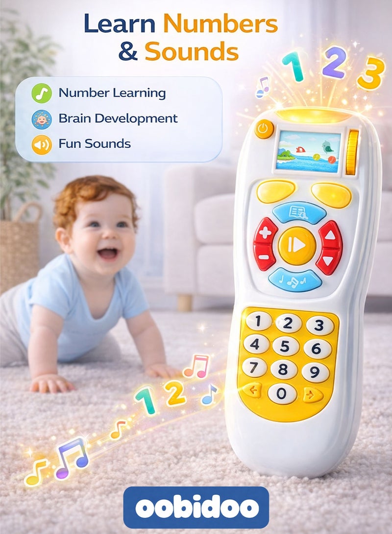 Oobidoo Interactive Baby Remote Control Toy with Music and Light Educational Learning Toy for Infants Toddlers Kids 6 Months Plus Realistic TV Remote Design Number and Color Learning Sensory Development Toy with Sound Effects Easy Grip Buttons Battery Operated - Image 4
