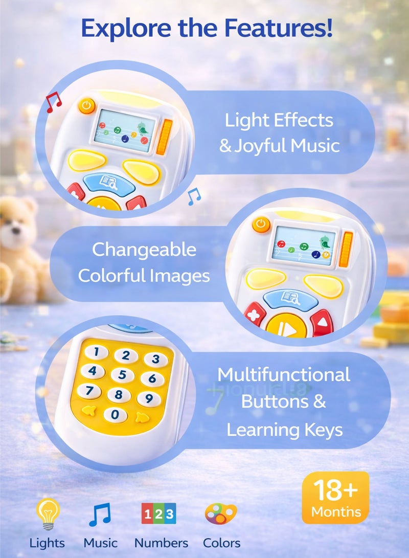 Oobidoo Interactive Baby Remote Control Toy with Music and Light Educational Learning Toy for Infants Toddlers Kids 6 Months Plus Realistic TV Remote Design Number and Color Learning Sensory Development Toy with Sound Effects Easy Grip Buttons Battery Operated - Image 3