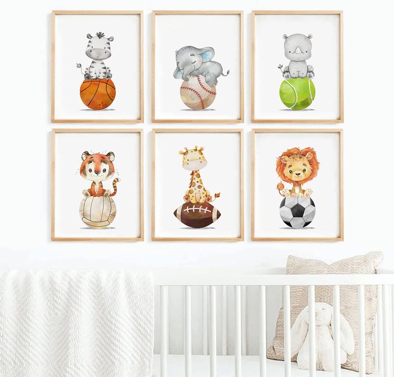 Baccone Baby Boy Wall Art Nursery Sports Print Decor - Image 1