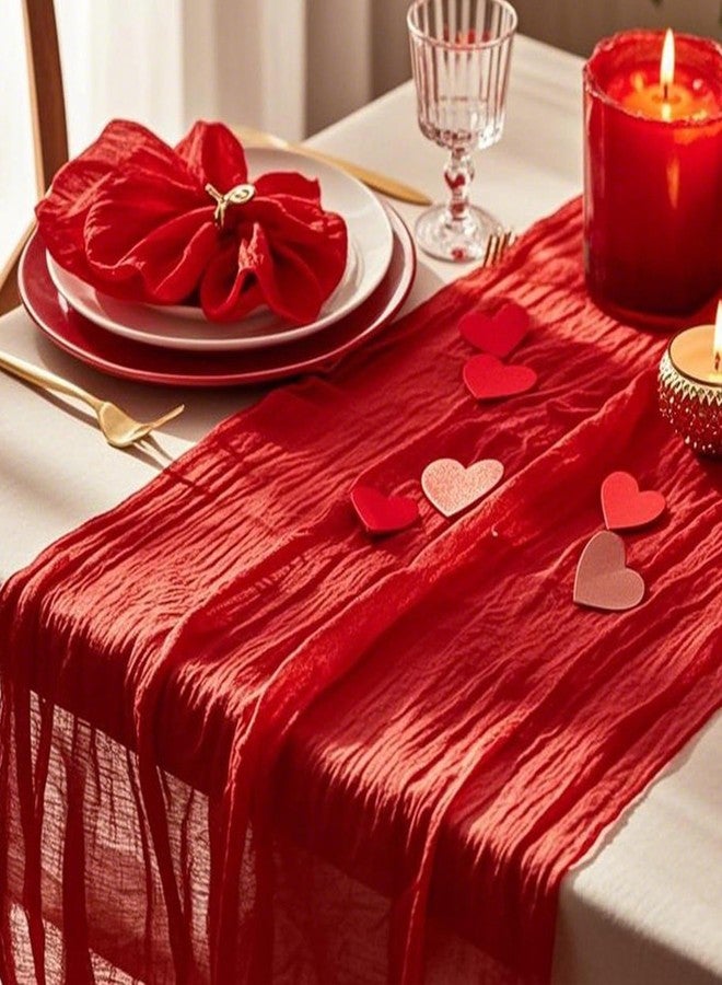 eQFeast 6 Pieces Cheesecloth Table Runners 10 Ft Gauze Table Cloth for Boho, Rustic Wedding Arch, Baby Shower Decorations Birthday Party (6, Red) - Image 4