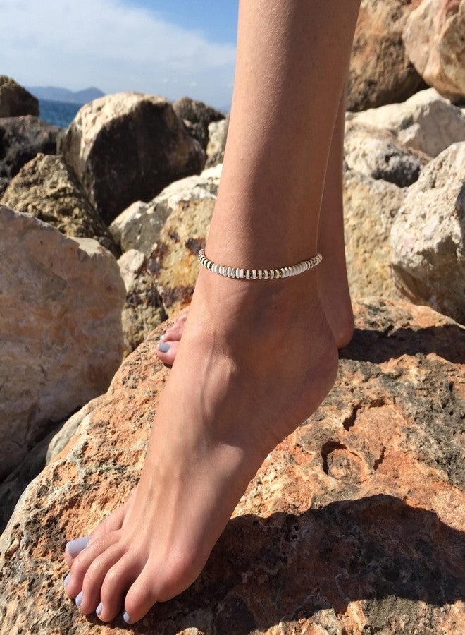 XIJIN Natural Stone Beaded Anklets for Women Handmade Beach Boho Turquoise Beads Ankle Bracelet Jewelry Gift for Her, 7.9 inch, Metal, no gemstone - Image 2