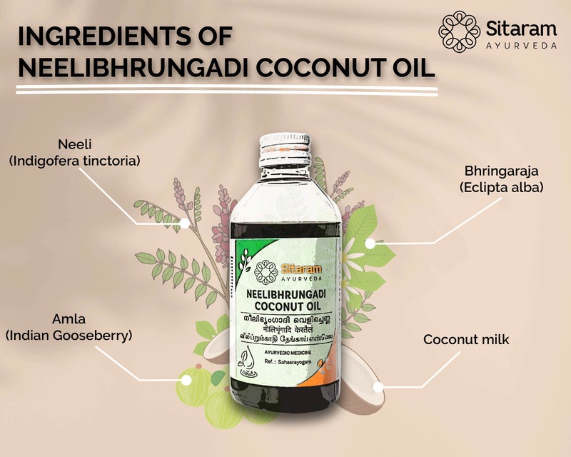 Sitaram Ayurveda Neelibringadi Keram (Coconut Oil) | Ayurvedic Formula for Scalp Support & Strength | Classical Hair Nourishment & Root Care | With Indigo, Bhringraj & Amla | 450 ml - Image 5