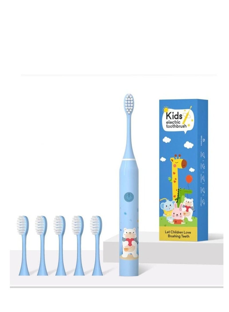Cool Baby COOLBBAY Children's Electric Toothbrush Cute Cartoon Soft Bristles Electric Toothbrush Smart Timing Sonic Electric Toothbrush Blue - Image 1