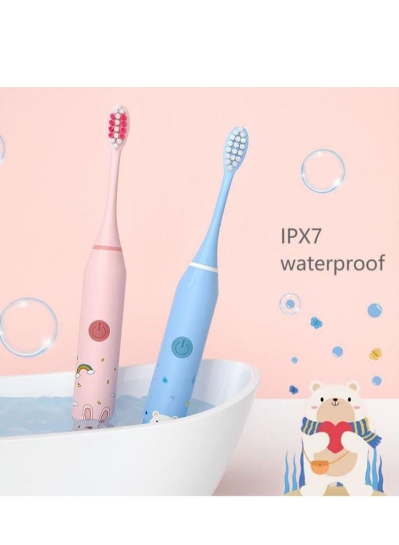 Cool Baby COOLBBAY Children's Electric Toothbrush Cute Cartoon Soft Bristles Electric Toothbrush Smart Timing Sonic Electric Toothbrush Blue - Image 5