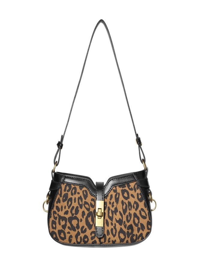 Ayliss Leopard Shoulder Purses for Women X-Small Leopard Print Purse Crossbody Vegan Leather Clutch Tote HandBags Animal (Leopard Black) - Image 1