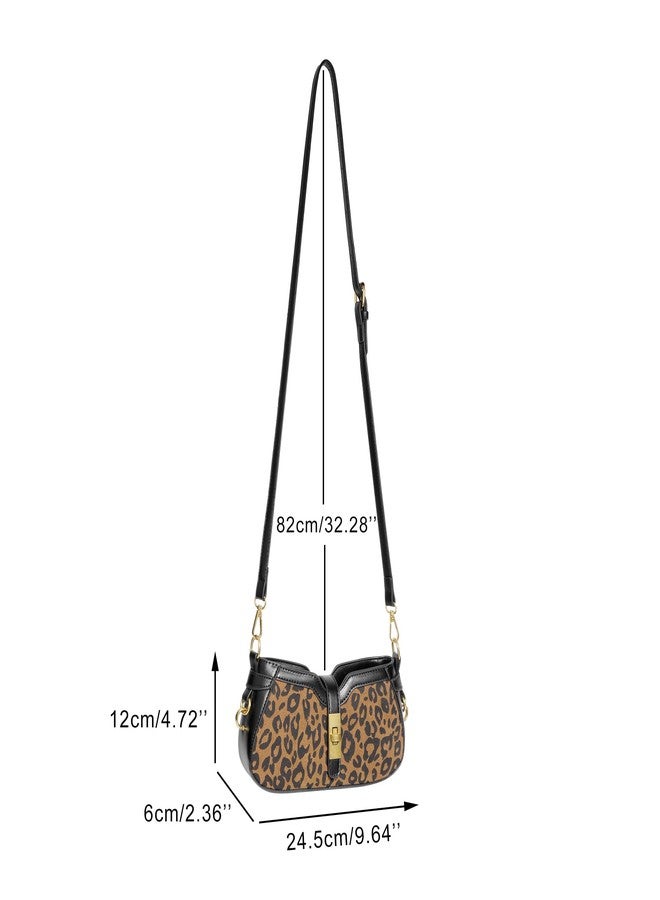 Ayliss Leopard Shoulder Purses for Women X-Small Leopard Print Purse Crossbody Vegan Leather Clutch Tote HandBags Animal (Leopard Black) - Image 2