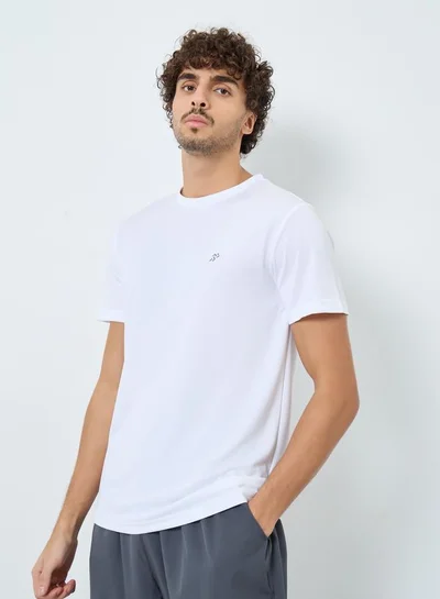 Styli Active Men White Regular Back Print Workout T-Shirt