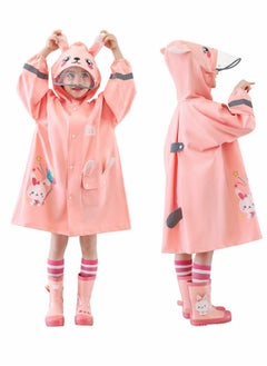 Children's Reusable Raincoat, 3D Cartoon Design Kids Rain Jacket with Storage Backpack