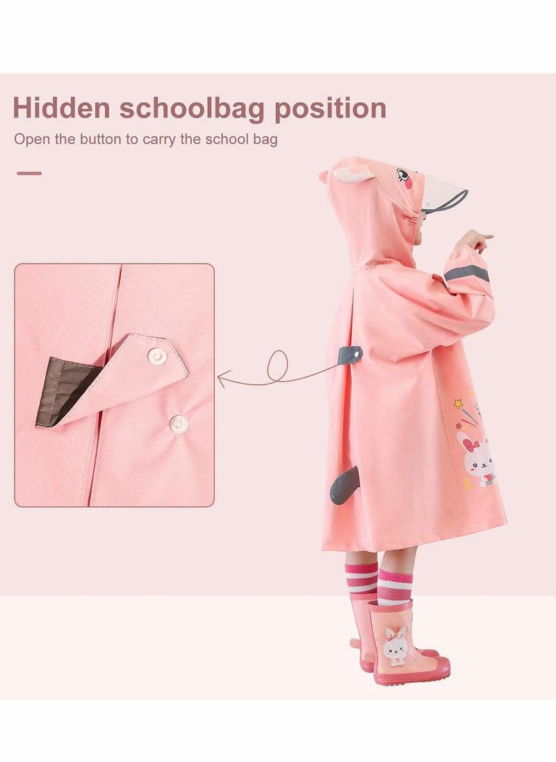 Generic - Children's Reusable Raincoat, 3D Cartoon Design Kids Rain Jacket with Storage Backpack - Image 1