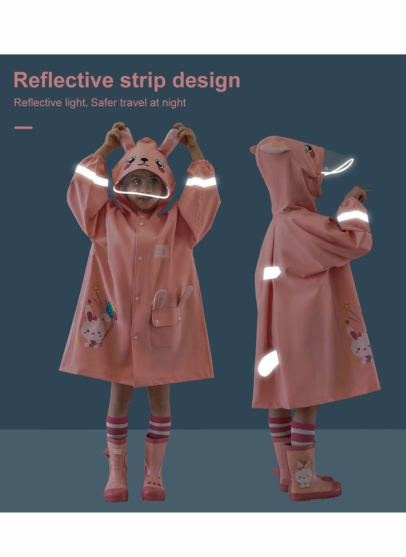 Generic - Children's Reusable Raincoat, 3D Cartoon Design Kids Rain Jacket with Storage Backpack - Image 1