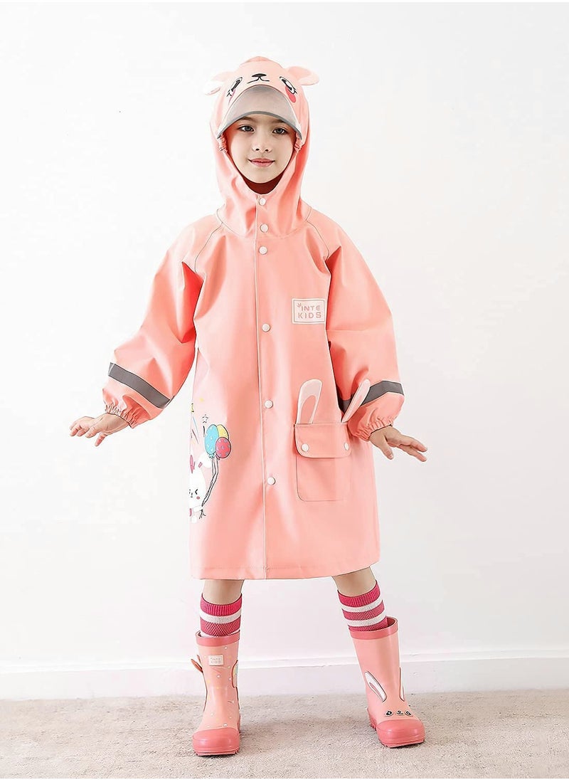 Generic - Children's Reusable Raincoat, 3D Cartoon Design Kids Rain Jacket with Storage Backpack - Image 1