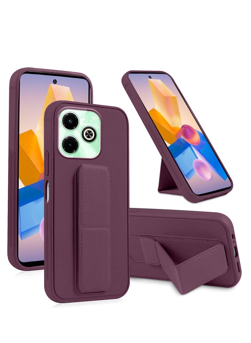 Techie Premium Silicone Magnetic Secure Hand Grip Case Holder with Foldable Kickstand for Infinix Hot 40i – Maroon - Image 1