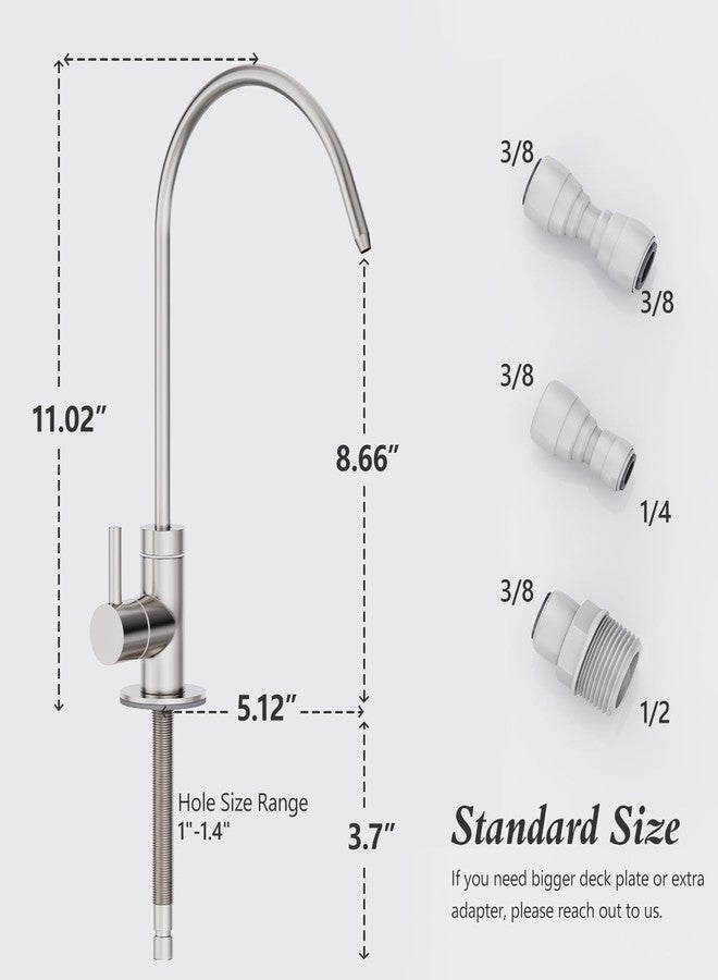 GIMILI Drinking Water Faucet for Kitchen Sink, Kitchen Water Filter Faucet Stainless Steel for Reverse Osmosis or Water Filtration System Beverage Non-Air Gap RO Faucet Brushed Nickel Finish - Image 2