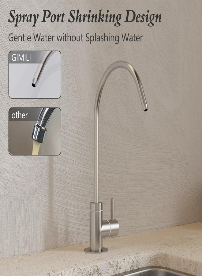GIMILI Drinking Water Faucet for Kitchen Sink, Kitchen Water Filter Faucet Stainless Steel for Reverse Osmosis or Water Filtration System Beverage Non-Air Gap RO Faucet Brushed Nickel Finish - Image 3