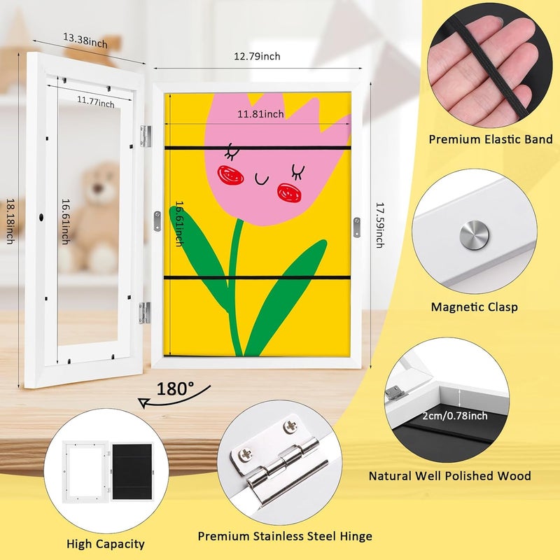 LEIFEOSH Kid's Art Display Frame - 18"X13" Artwork Pictures Holds 150 Front Opening Changeable Kids Art Frame with Storage for Drawings Schoolwork ＆ Art Projects at Home - Image 2