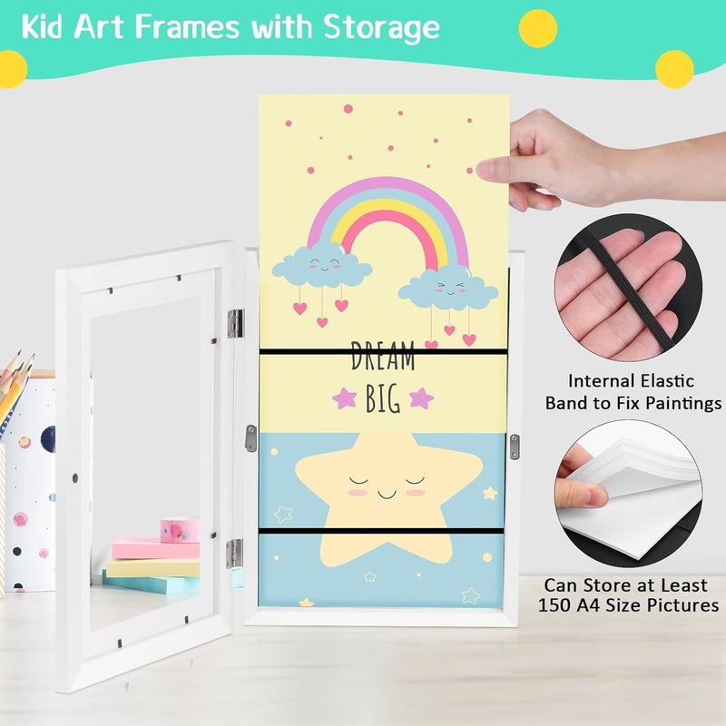LEIFEOSH Kid's Art Display Frame - 18"X13" Artwork Pictures Holds 150 Front Opening Changeable Kids Art Frame with Storage for Drawings Schoolwork ＆ Art Projects at Home - Image 4