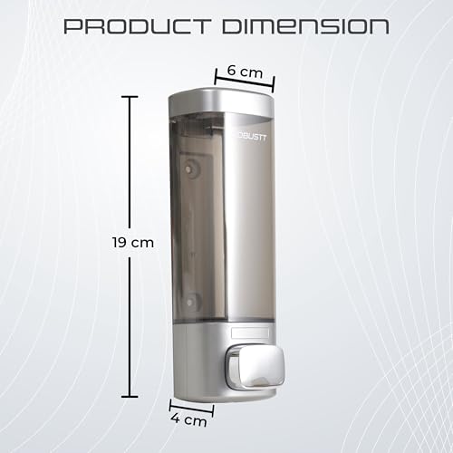 Robustt Wall Mount Liquid Soap Dispenser 200 ML - Chrome (with Adhesive Hooks) | Gel Conditioner Shampoo Body Wash Dispenser - Ideal Design for Bathroom, Kitchen, Hotels, Malls (Pack of 2) - Image 5