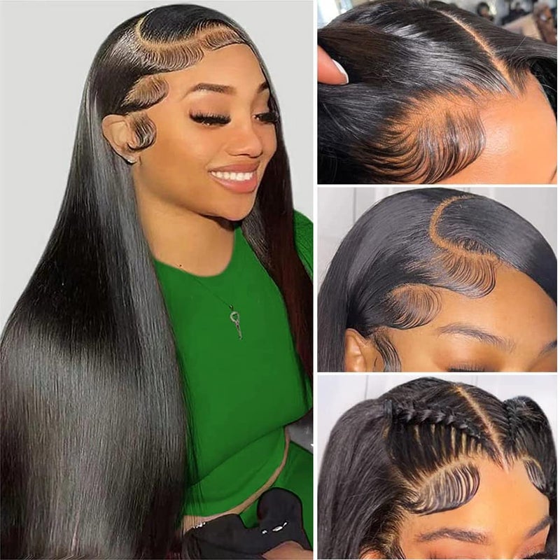 22 Inch Lace Front Wigs HD Human Hair Straight Glueless Brazilian Virgin Wigs with Baby Hair Natural Hairline for Black Women PrePlucked 13x4 Lace Frontal