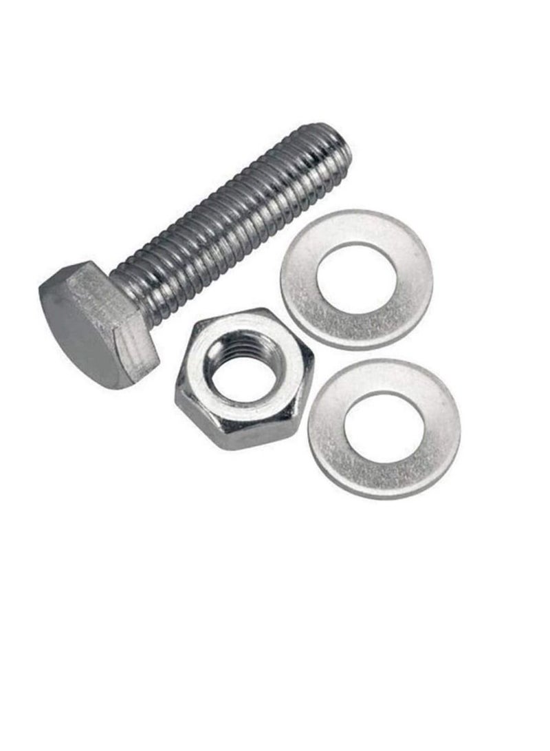 12 pcs Hex Head Screw Bolts Nuts & Washers Fully Thread GI Plain Finish Bolt Set. (14, 120MM) - Image 1