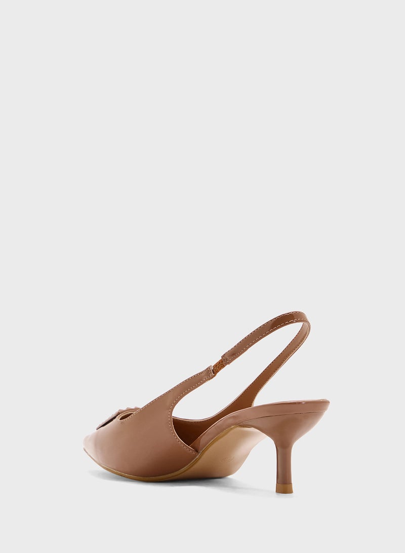 Pink Step Pointed Sling Back Pump  - Image 3