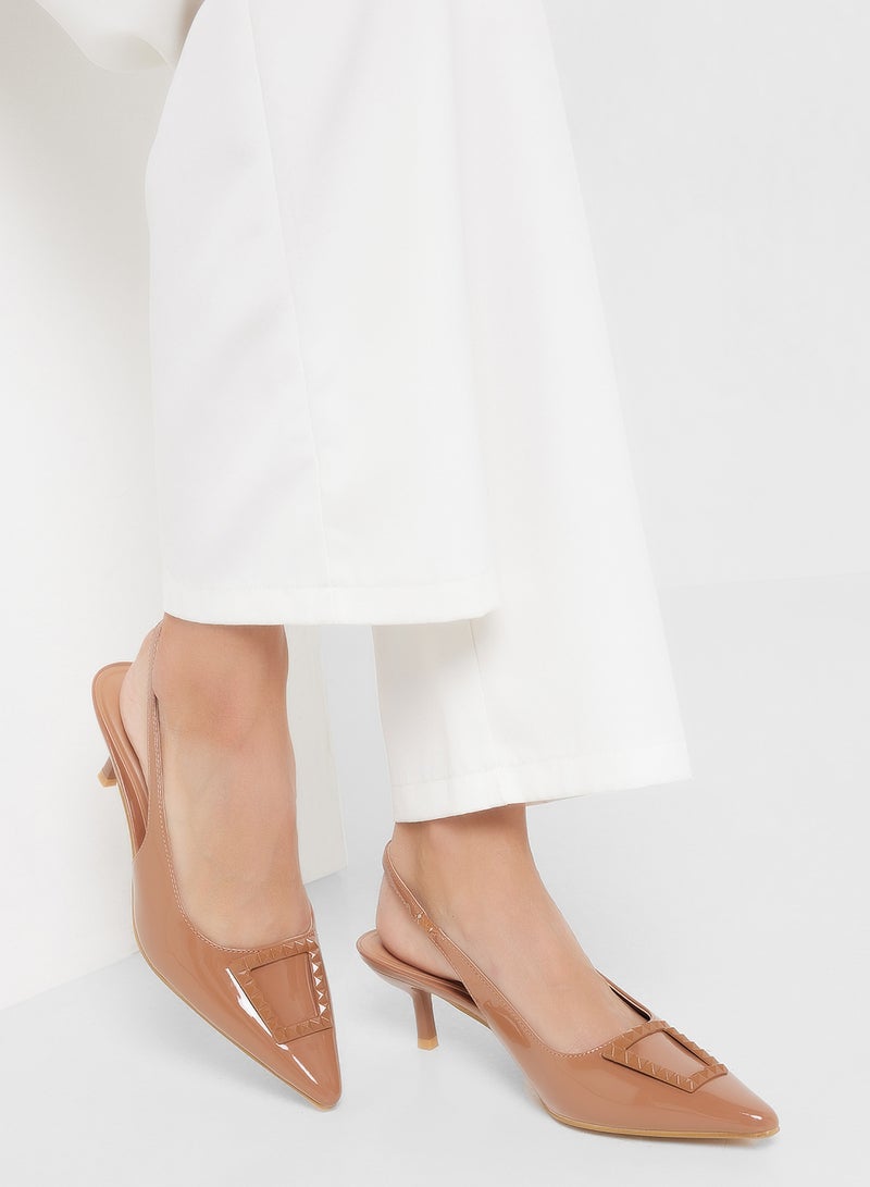Pink Step Pointed Sling Back Pump  - Image 5