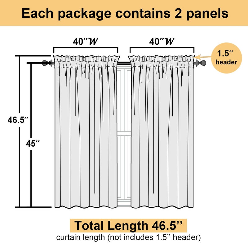 Lecloud Leia Light Grey Semi Sheer Curtains 45 Inch Length 2 Panels, Jacquard Textured Balance Light & Privacy Leaf Voile Curtains for Living Room, Dual Rod Pockets Bedroom Drapes, 40 W x 45 L - Image 5