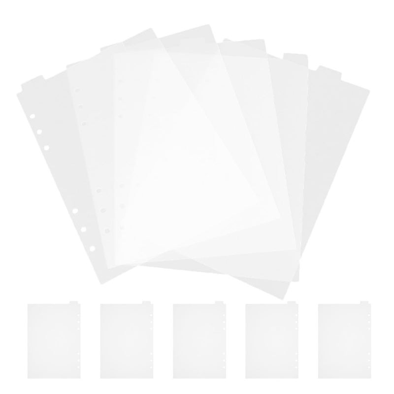 A5 Plastic Notebook Binder Dividers 6 Hole Removable Matte Page Markers 10 Sheets - Image 2