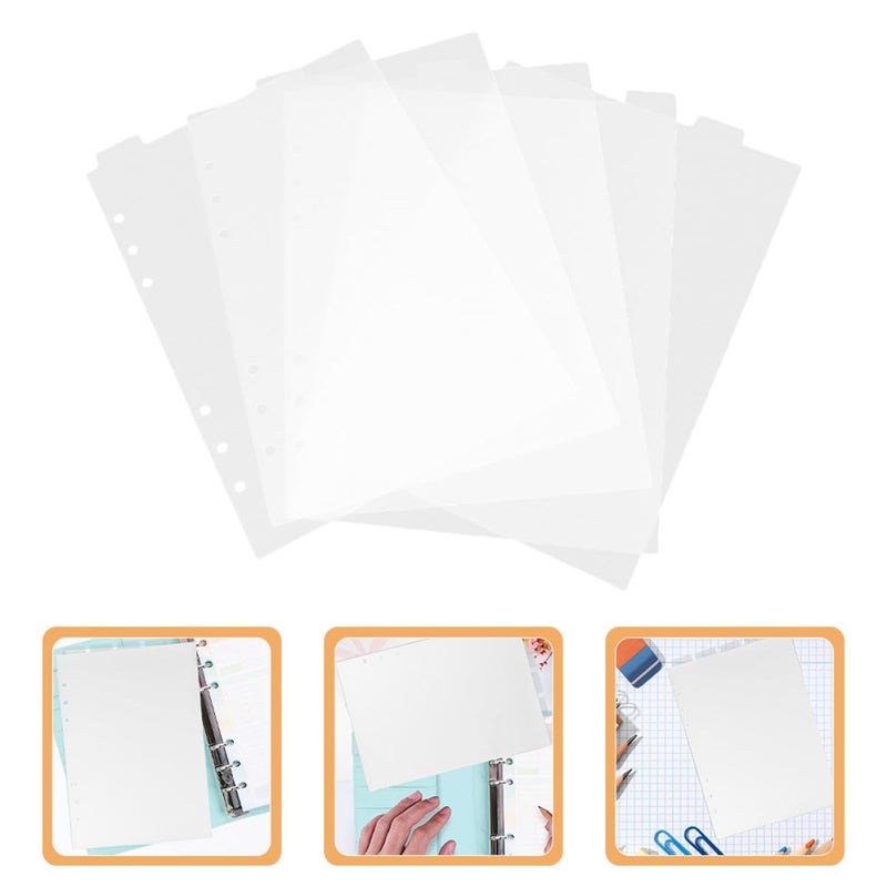 A5 Plastic Notebook Binder Dividers 6 Hole Removable Matte Page Markers 10 Sheets - Image 5