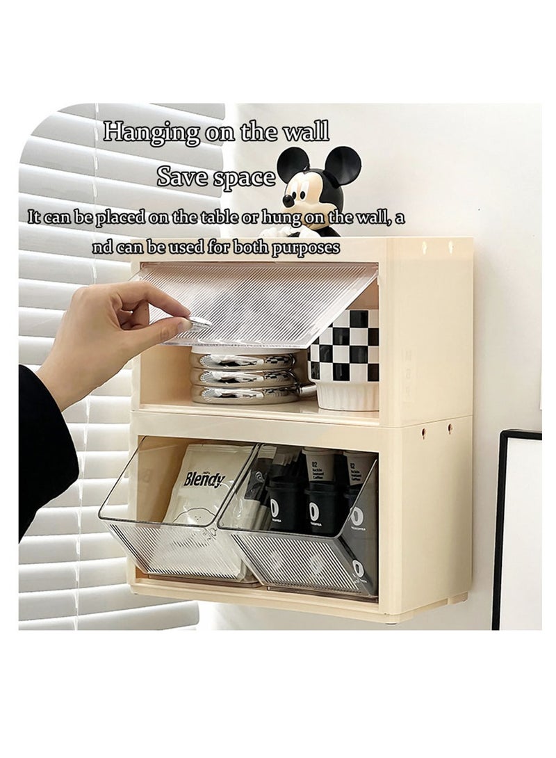 Arabest Tea Bags Organizer Holder with Drawer Wall Mounted and Freestanding Modern Style Tea Bag Box for Countertop, Office, Pantry, Cabinet - Image 3
