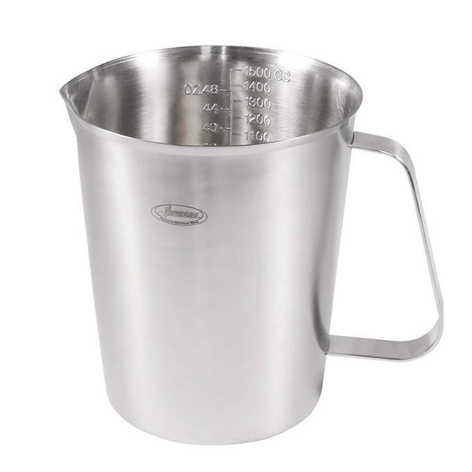 MEASURING CUP UPGRADED 3 MEASUREMENT SCALES INCLUDING CUP SCALE ML SCALE OUNCE SCALE STAINLESS STEEL MEASURING CUP WITH MARKING WITH HANDLE 48 OUNCES 15 LITER 6 CUP