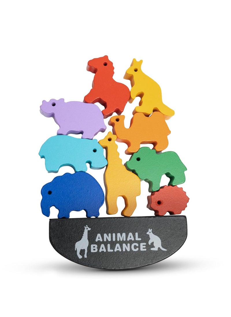 BAYBEE Baybee Wooden l Balancing Game for Kids, Wooden Building Blocks Stacking Baby Toys for Kids, Montessori Kids Toys with Colors & Shapes, Preschool Brain Games for kids (Animal)  - Image 1