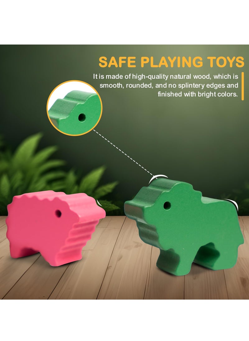 BAYBEE Baybee Wooden l Balancing Game for Kids, Wooden Building Blocks Stacking Baby Toys for Kids, Montessori Kids Toys with Colors & Shapes, Preschool Brain Games for kids (Animal)  - Image 4