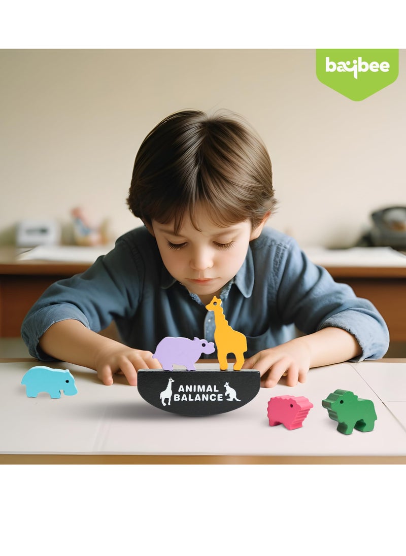 BAYBEE Baybee Wooden l Balancing Game for Kids, Wooden Building Blocks Stacking Baby Toys for Kids, Montessori Kids Toys with Colors & Shapes, Preschool Brain Games for kids (Animal)  - Image 2