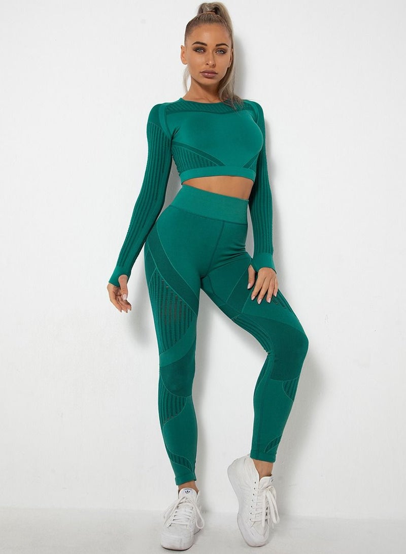 Loquat Sports Fitness 2-Piece Set Blackish Green  - Image 1