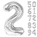 IWERP Silver 2 Balloon Number Balloons 40 Inch 2nd Balloon Number Birthday Decorations Two Second Birthday Party Supplies Number 2 Balloon - Image 3