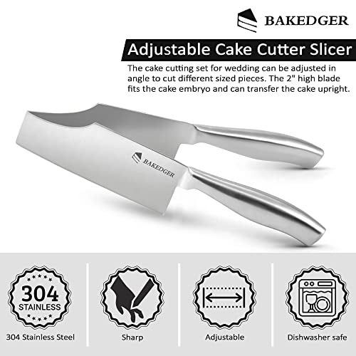 Bakedger Cake knife slicer and cutter server stainless steel serving knife for Birthday party Wedding and all the Events Pie slicer Pastries Divider Desserts Lever, Patent Pending - Image 5