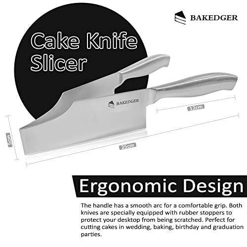Bakedger Cake knife slicer and cutter server stainless steel serving knife for Birthday party Wedding and all the Events Pie slicer Pastries Divider Desserts Lever, Patent Pending - Image 4