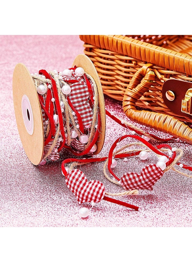 إم إكس إن ٥٫٥ ياردة/ لفة واحدة من شريط ساتان مزين بخرز على شكل قلب لعيد الحب، مناسب لتزيين أكاليل الزهور، وحفلات الزفاف، وأعمال التغليف اليدوية، وأكاليل الزهور، وأشجار عيد الميلاد، والخياطة. - Image 5