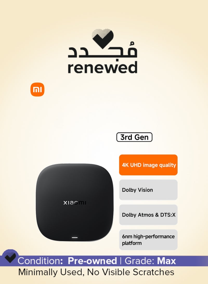 Xiaomi Renewed - TV Box S (3rd Gen) 4K UHD Streaming Player – TV, 2 GB RAM, 32 GB Storage, Dolby Vision & Atmos, WiFi 6, HDMI 2.1 TV Box S (3rd Gen) / MDZ-32-AA black - Image 1